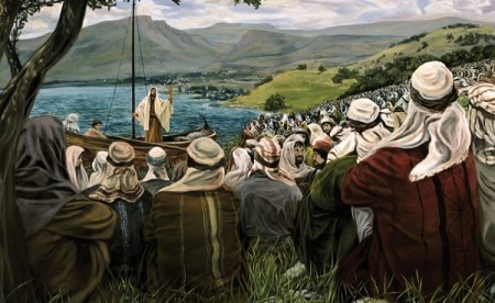 Jesus preaching from a boat