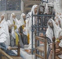 Jesus unrolls the scroll in the synagogue