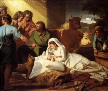 The Birth of Baby Jesus With Mary and the Shepherds